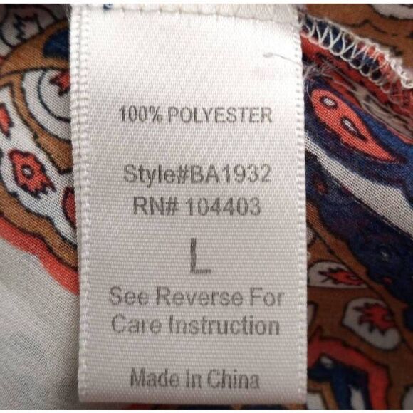 BLU PEPPER CREAM, NAVY, & ORANGE SHEER BLOUSE SZ.L GUC. - Picture 5 of 6